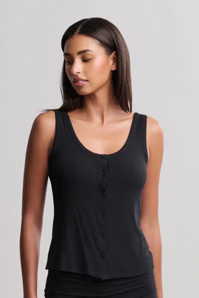 Barefoot Dreams Ultra Soft Rib Button Front Cami In Black