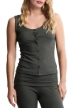 Barefoot Dreams Ultra Soft Rib Button-up Tank In Gray