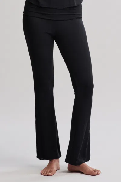 Barefoot Dreams Ultra Soft Rib Fold Over Pant In Black