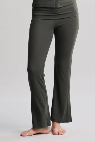Barefoot Dreams Ultra Soft Rib Fold Over Pant In Dark Moss