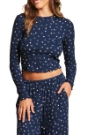 Barefoot Dreams Ultra Soft Rib Lettuce Hem Crop Pajama Top In Blue