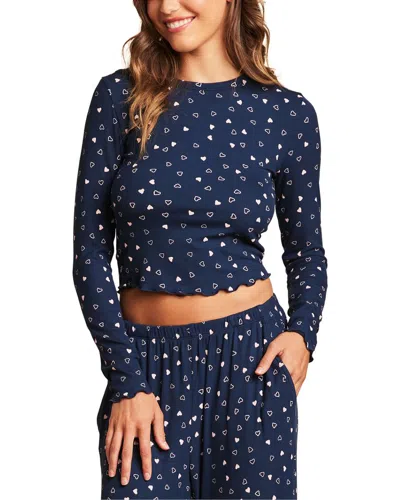 Barefoot Dreams Ultra Soft Rib Lettuce Hem Shirt In Blue