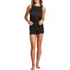 Barefoot Dreams Ultra Soft Rib Lettuce Hem Short Pajamas In Black-pearl