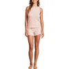 Barefoot Dreams Ultra Soft Rib Lettuce Hem Short Pajamas In Dusty Rose/pearl