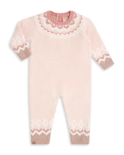 Barefoot Dreams Unisex Cozychic Cable Fair Isle Coverall - Baby In Pink