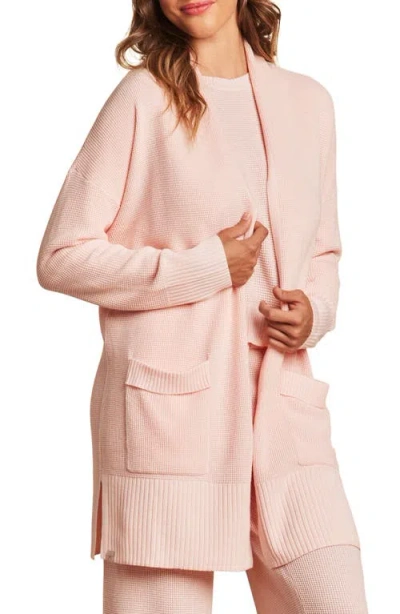Barefoot Dreams Waffle Knit Lounge Cardigan In Bella Pink
