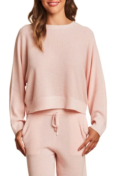 Barefoot Dreams Waffle Knit Pullover In Bella Pink