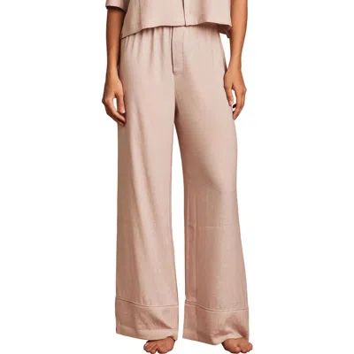 Barefoot Dreams Washed Satin Jacquard Wide Leg Pajama Pants In Feather