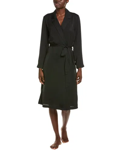 Barefoot Dreams Washed Satin Notch Collar Robe In Black