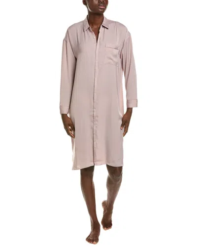 Barefoot Dreams Washed Satin Piped Nightshirt In Grey