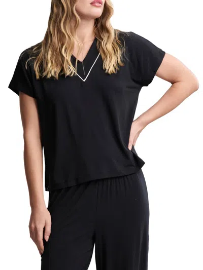 Barefoot Dreams Women's Contrast-trimmed Pajamas In Black
