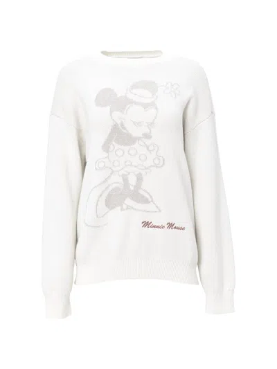 Barefoot Dreams Women's Cozychic Minnie Mouse Sweater In White