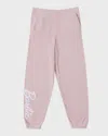 Barefoot Dreams X Barbie Ultra Lite Logo-print Sweatpants In Dusty Rose/white