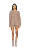 Barefoot Dreams X Revolve Cable Pullover And Short Set In Brown