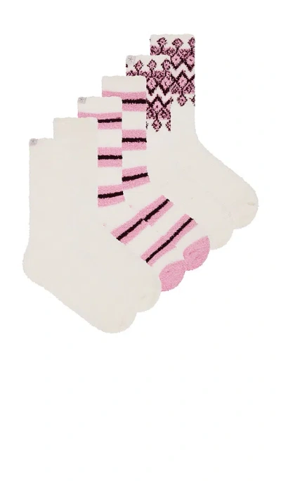 Barefoot Dreams X Revolve Cozychic 3 Pair Winter Sock Set In Pink