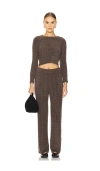 Barefoot Dreams X Revolve Cozychic Lite Cable Pullover & Pant Set In Java