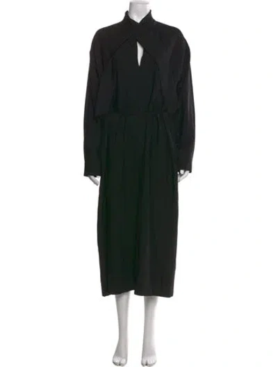 Pre-owned Barena Venezia Asymmetrical Midi Length Dress W/ Tags In Black