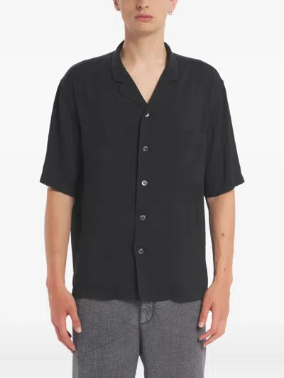 Barena Venezia Bagolo Grao Camp-collar Ribbed Woven Shirt In Black