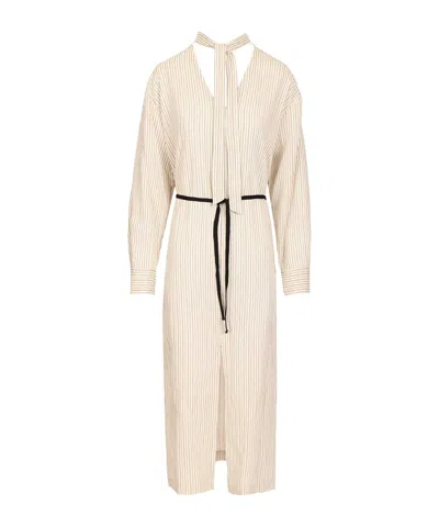 Barena Venezia Barena Belted-waist Striped Dress In Neutral