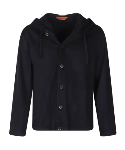 Barena Venezia Barena Buttoned Drawstring Hoodie In Black