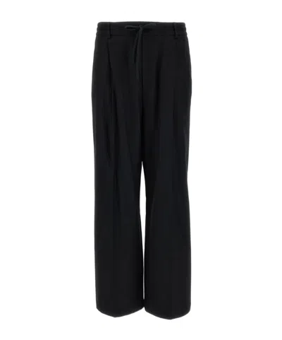 Barena Venezia Barena Drawstring Pleated Wide-leg Trousers In Black