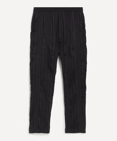 Barena Venezia Barena Mens Bativoga Crinkle Striped Linen-blend Trousers In Black