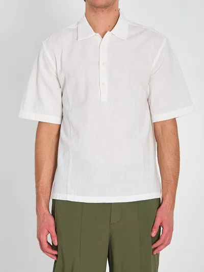 Barena Venezia Lanchin Shirt Gauze Short Sleeve Collar In Neutral