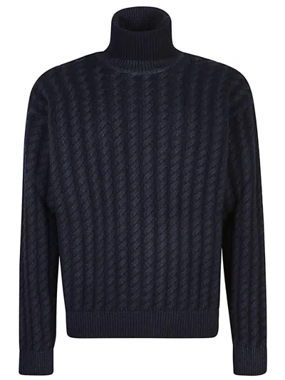 Barena Venezia Cable-knit Rollneck Sweater In Blue