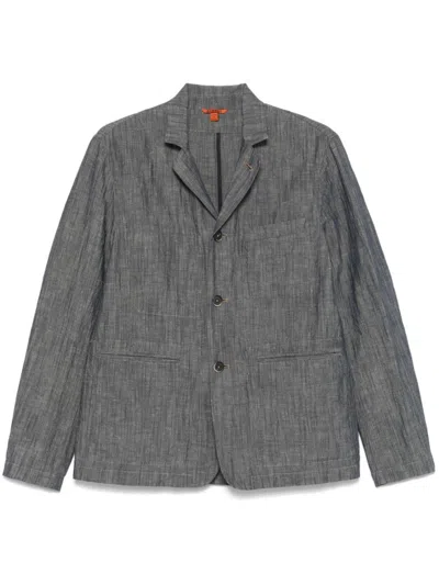 Barena Venezia Barena Tailored Blue Linen-cotton Jacket With Notched Lapel In Gray