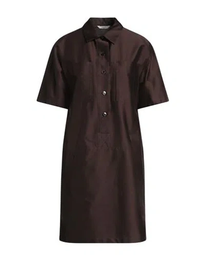 Barena Venezia Barena Woman Mini Dress Dark Brown Size 8 Cotton, Polyamide