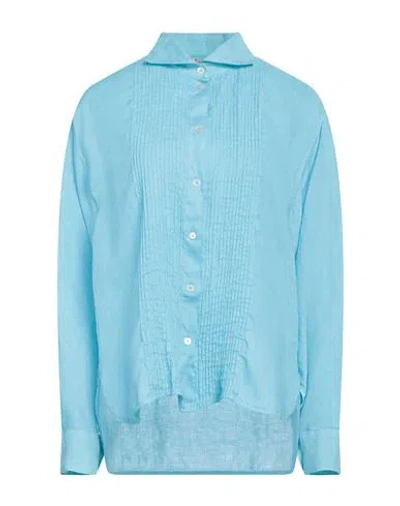 Barena Venezia Barena Woman Shirt Azure Size 2 Linen In Blue