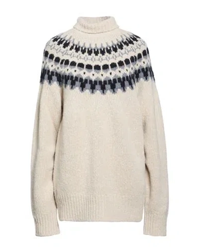 Barena Venezia Barena Woman Turtleneck Beige Size L Alpaca Wool, Polyamide, Wool, Elastane In White