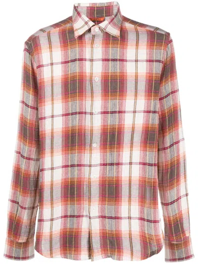 BARENA VENEZIA BEIGE CHECK PRINT COTTON BLEND SHIRT