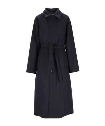 Barena Venezia Belted Long Collar Coat In Blue
