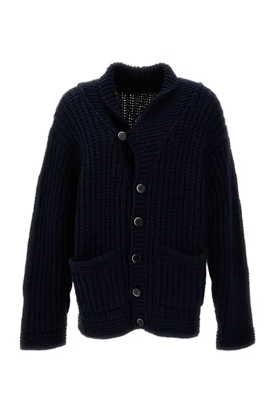 Barena Venezia Blue Canava Chunky Virgin Wool Cardigan