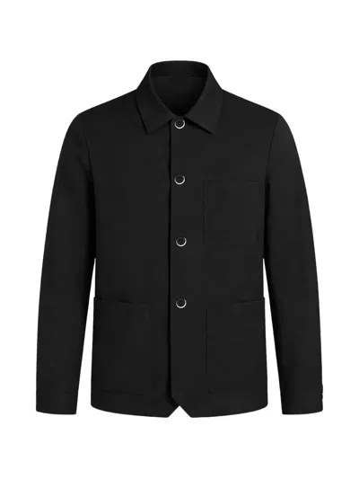 Barena Venezia Button-up Patch-pocket Overshirt In Black