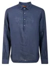 Barena Venezia Blue Linen Shirt With Tailored Cuffs In Blue