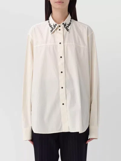 BARENA VENEZIA CAMILLE TOP WITH EMBROIDERED COLLAR AND LONG SLEEVES