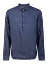 Barena Venezia Blue Linen Shirt With Tailored Cuffs In Blue