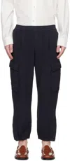 Barena Venezia Navy Rambagio Crespon Trousers In Black