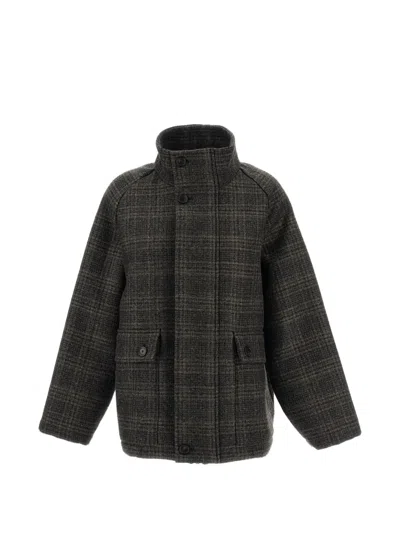 Barena Venezia Checked Wool-blend Coat In Gray