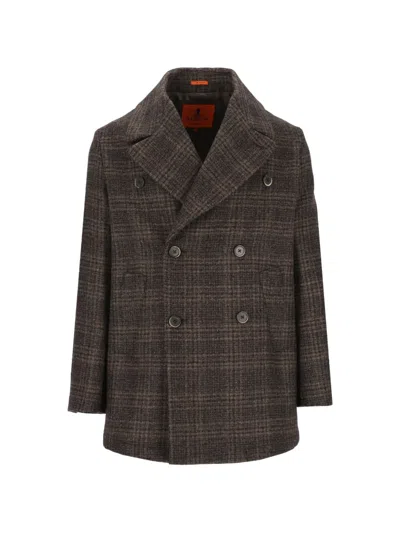 Barena Venezia Double-breasted Prince Of Wales Wool-blend Blouson Jacket In Brown