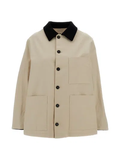 Barena Venezia Contrast-collar Patch-pocket Jacket In Neutral