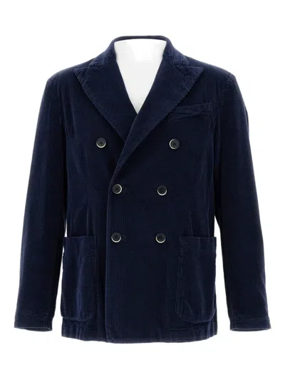 Barena Venezia Corduroy Double-breasted Blazer In Blue