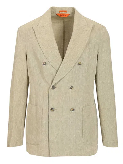 Barena Venezia Siroco Marte Double-breasted Linen Suit Jacket In Gray