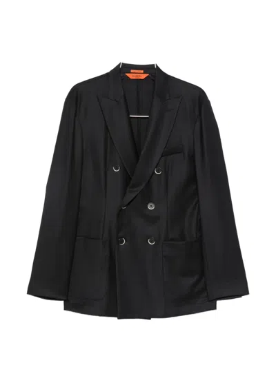 Barena Venezia Double-breasted Peak-lapel Jacket In Black