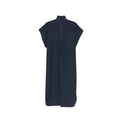 Barena Venezia Midi Dress With Buttons In Blue