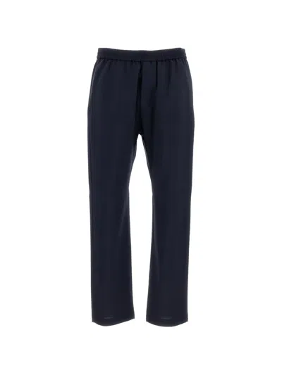 Barena Venezia Elasticated Virgin Wool Trousers In Blue