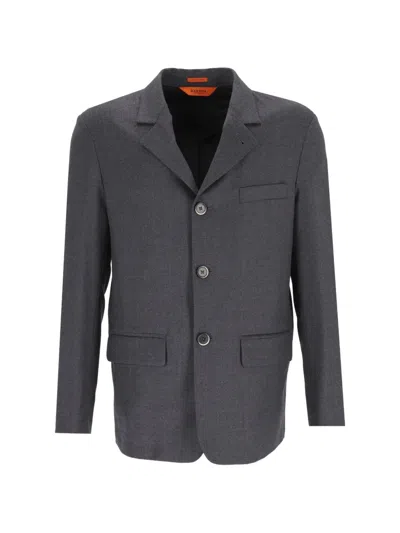 Barena Venezia Flannel Single-breasted Blazer In Grey
