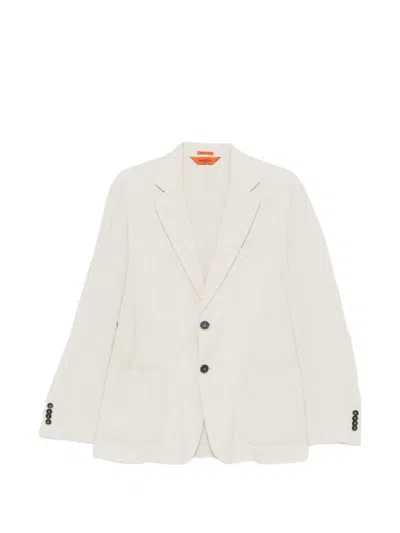 Barena Venezia Herringbone Single-breasted Blazer In White